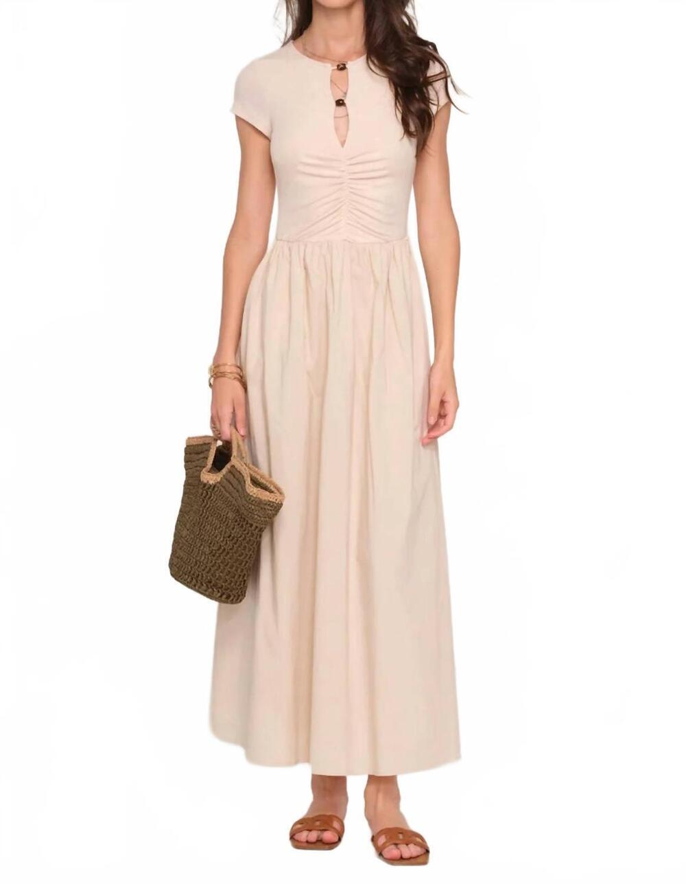 NEW HEARTLOOM arleth cap sleeves dress in putty